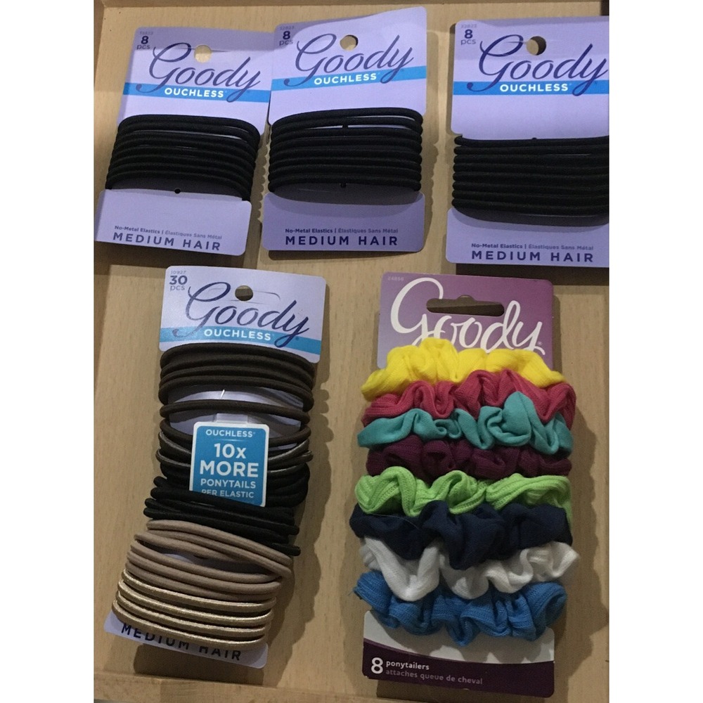 LOT OF 5 Goody  Ouchless Elastic Bands For Medium Hair